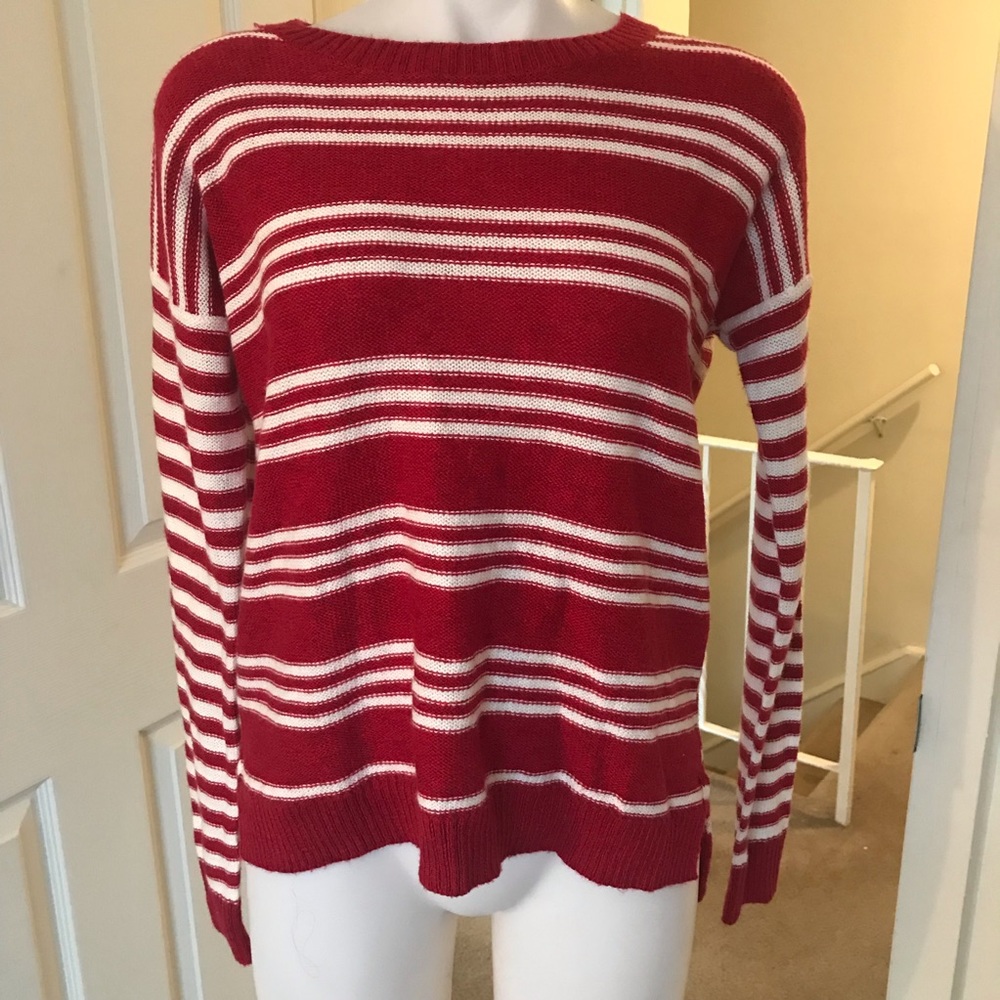 💖Red & white striped sweater
